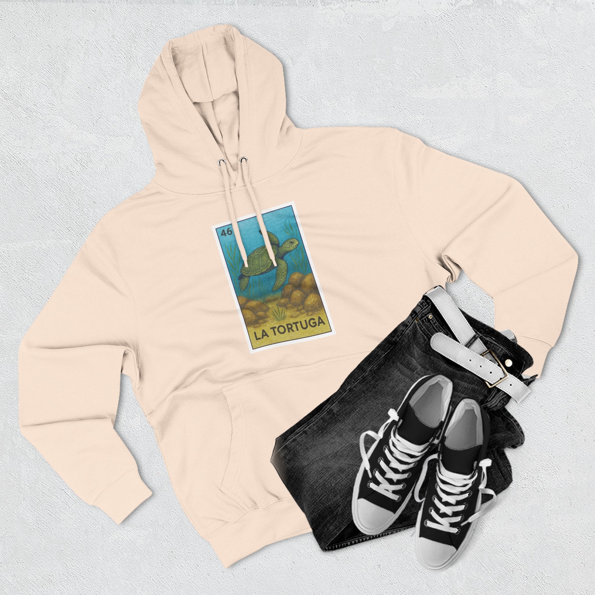 Turtle Lotería Unisex - Pull-Over Cotton Blend Fleece Hoodie (La Tortuga)