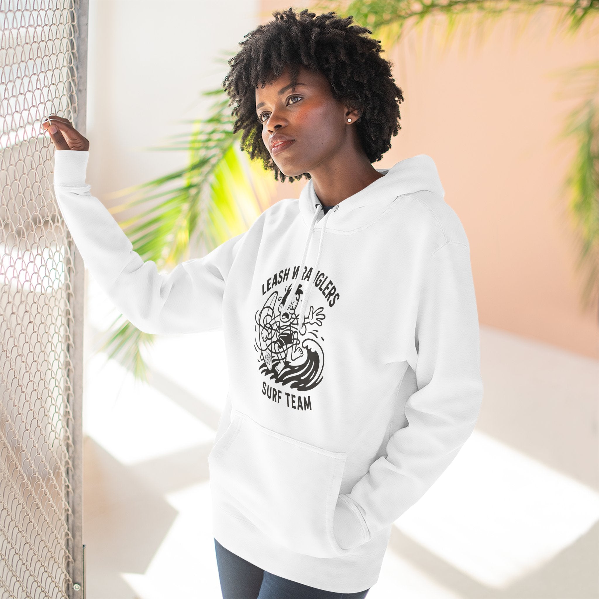 Leash Wranglers Surf Team Unisex - Pull-Over Cotton Blend Fleece Hoodie