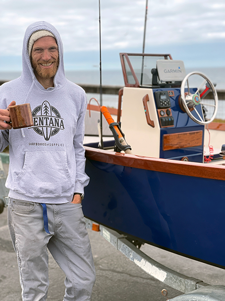 Martijn Stiphout with his hand-crafted 15 foot power boat