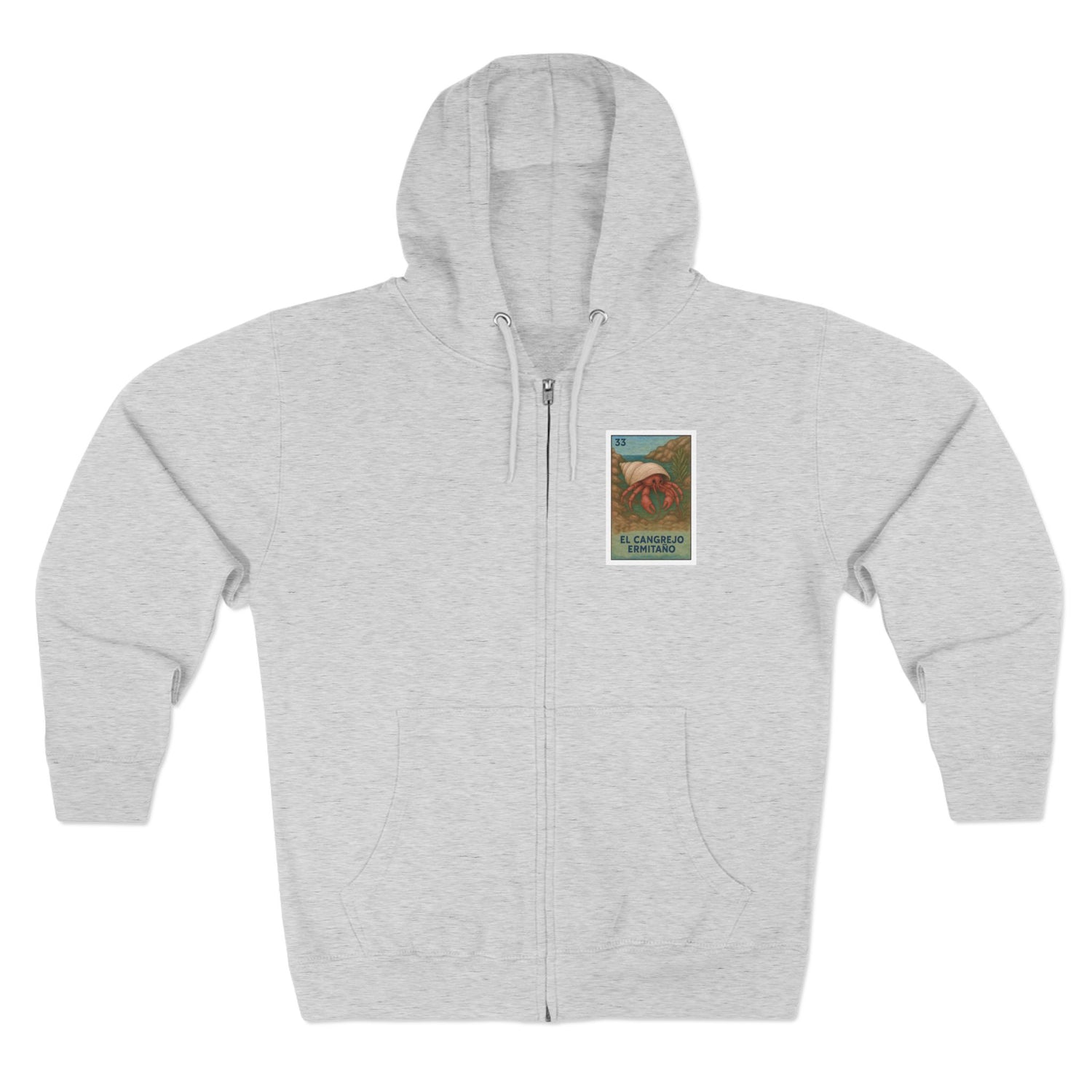 Hermit Crab Lotería Unisex - Zip Cotton Blend Fleece Hoodie (El Cangrejo Ermitaño)