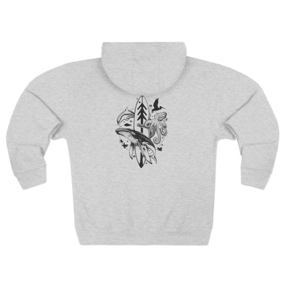 Ventana Monterey Bay by Thiago Bianchini Unisex - Zip Cotton Blend Fleece Hoodie