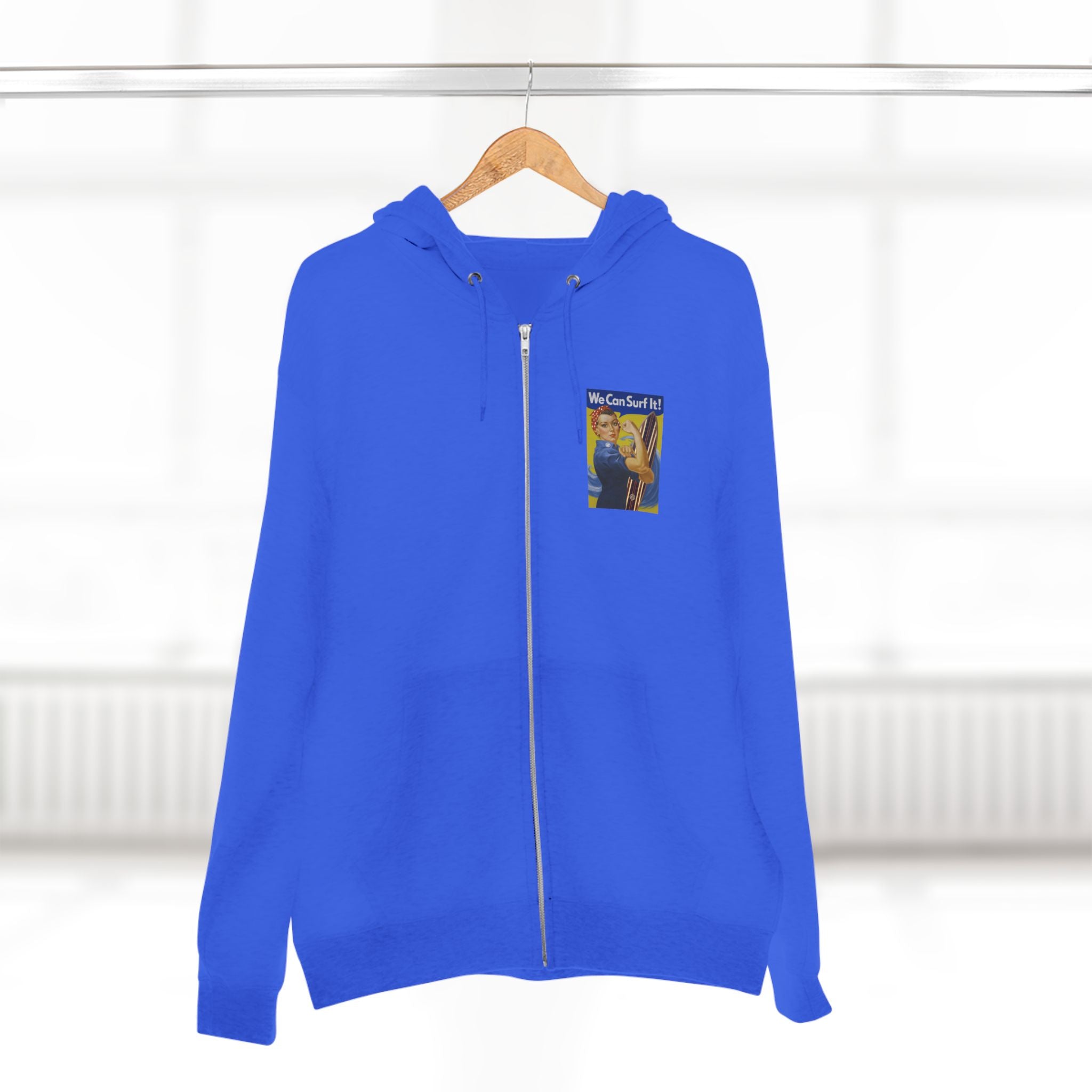 Rosie the Surfer Unisex - Zip Cotton Blend Fleece Hoodie