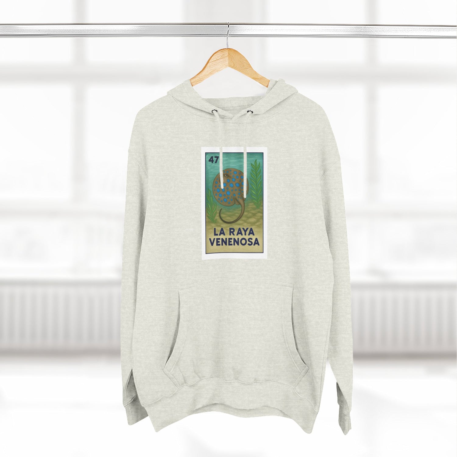 Stingray Lotería Unisex - Pull-Over Cotton Blend Fleece Hoodie (La Raya Venenosa)