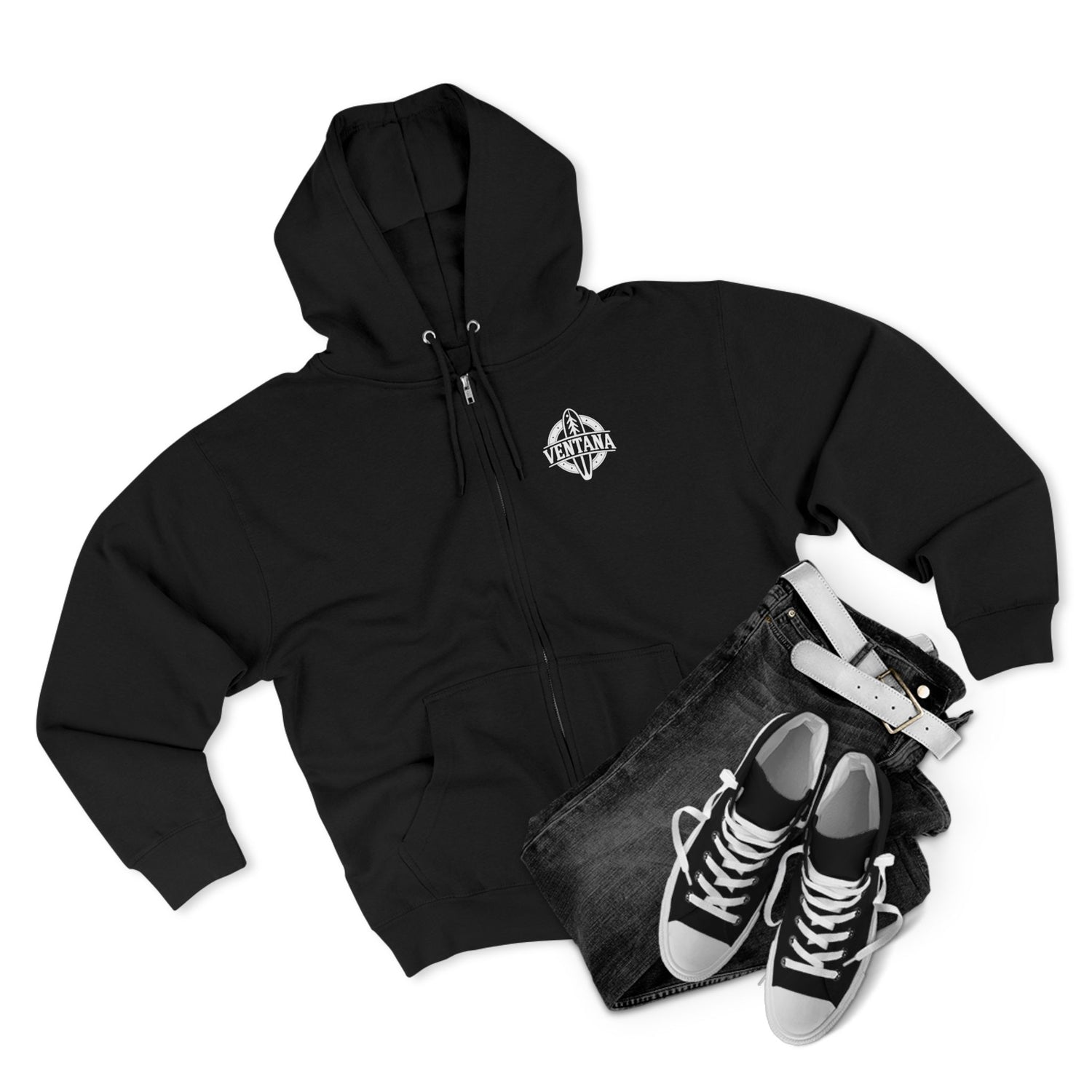 Ventana Monterey Bay by Thiago Bianchini Unisex - Zip Cotton Blend Fleece Hoodie