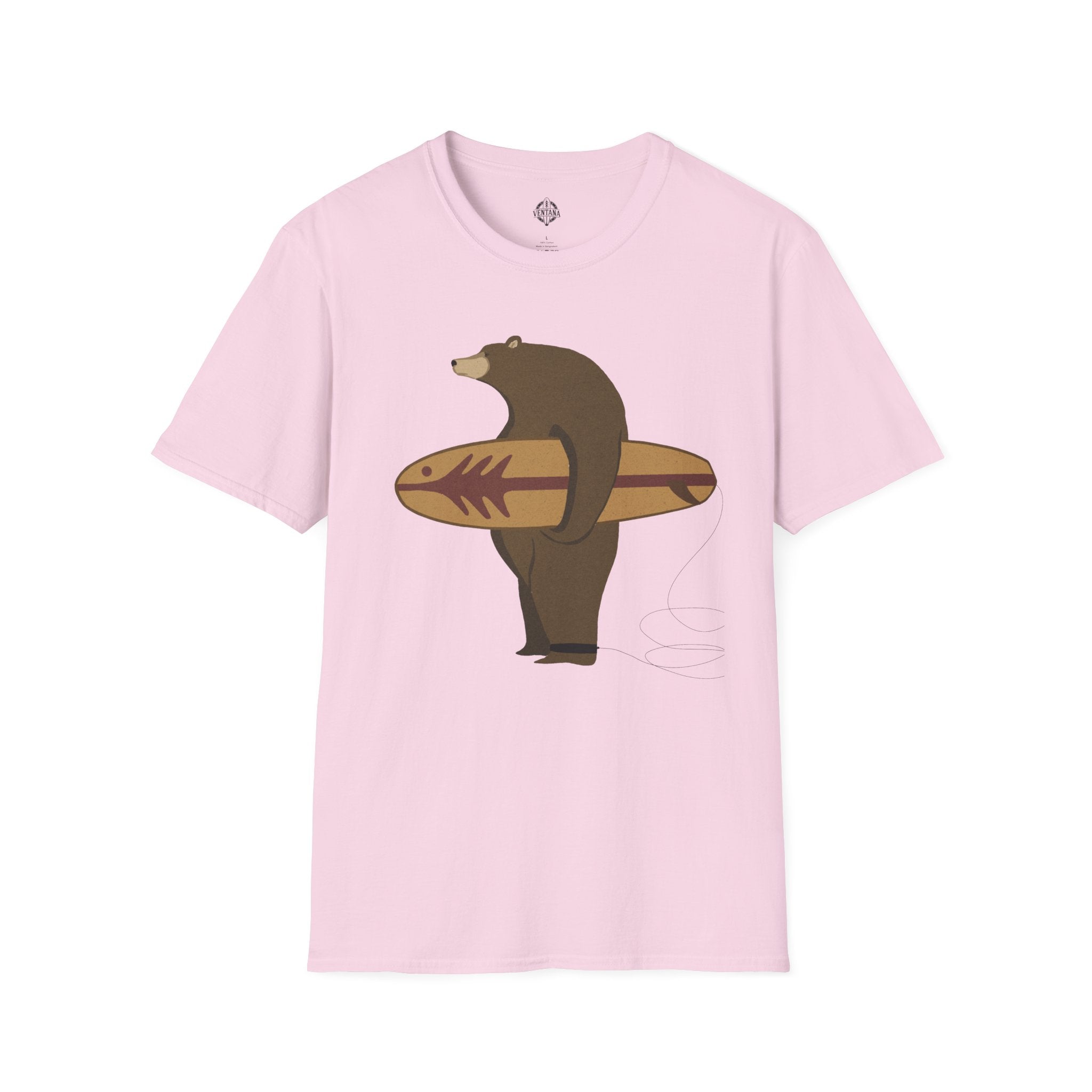 Surfing Grizzly Bear by Fabian Lavater Unisex - Soft Style U.S. Cotton T-Shirt