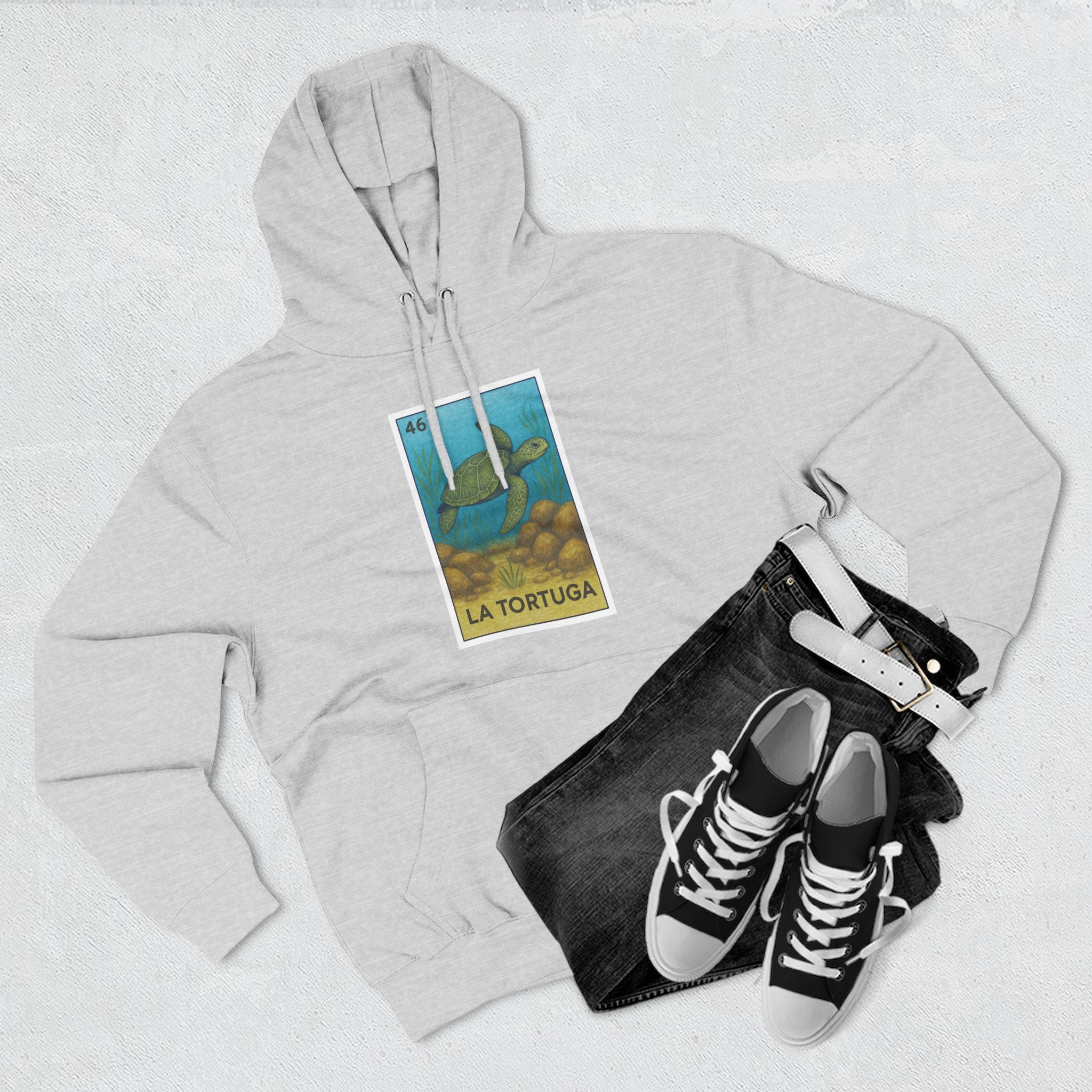 Turtle Lotería Unisex - Pull-Over Cotton Blend Fleece Hoodie (La Tortuga)