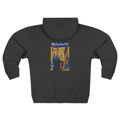 Rosie the Surfer Unisex - Zip Cotton Blend Fleece Hoodie