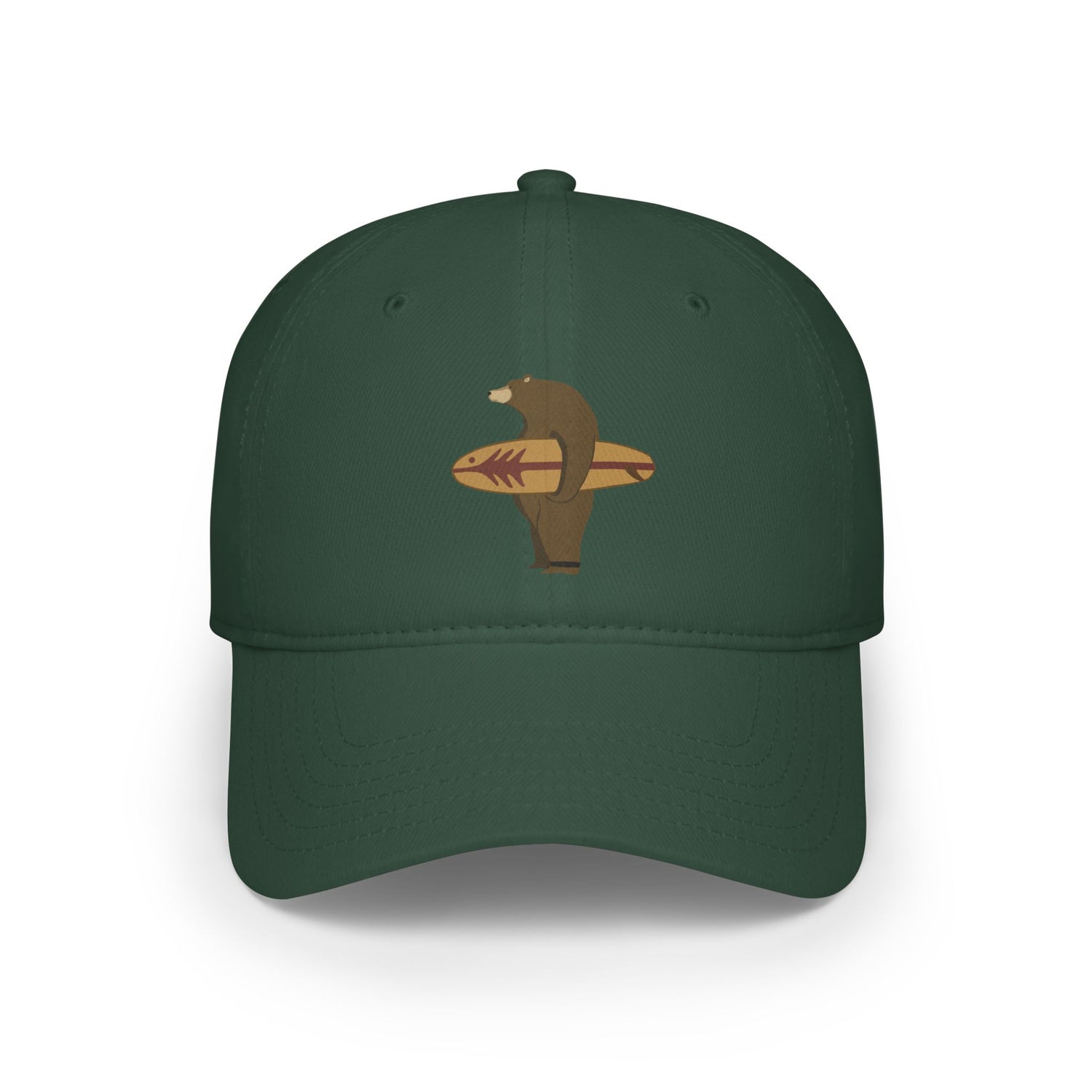Surfing Grizzly Bear by Fabian Lavater - 100% Cotton Baseball Cap