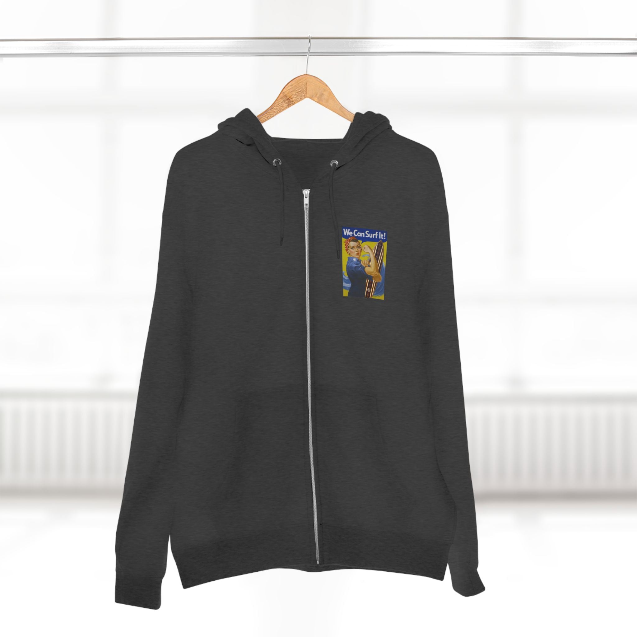 Rosie the Surfer Unisex - Zip Cotton Blend Fleece Hoodie