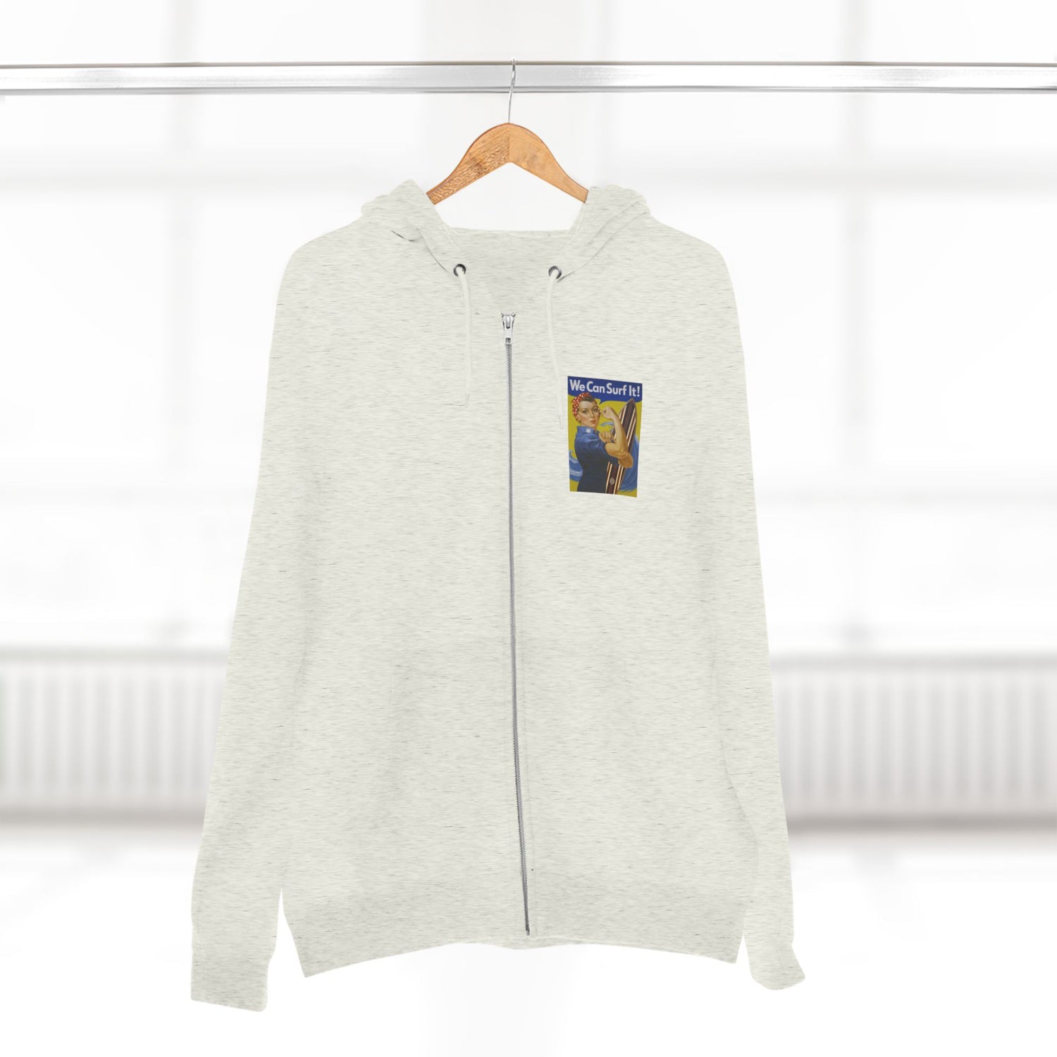 Rosie the Surfer Unisex - Zip Cotton Blend Fleece Hoodie