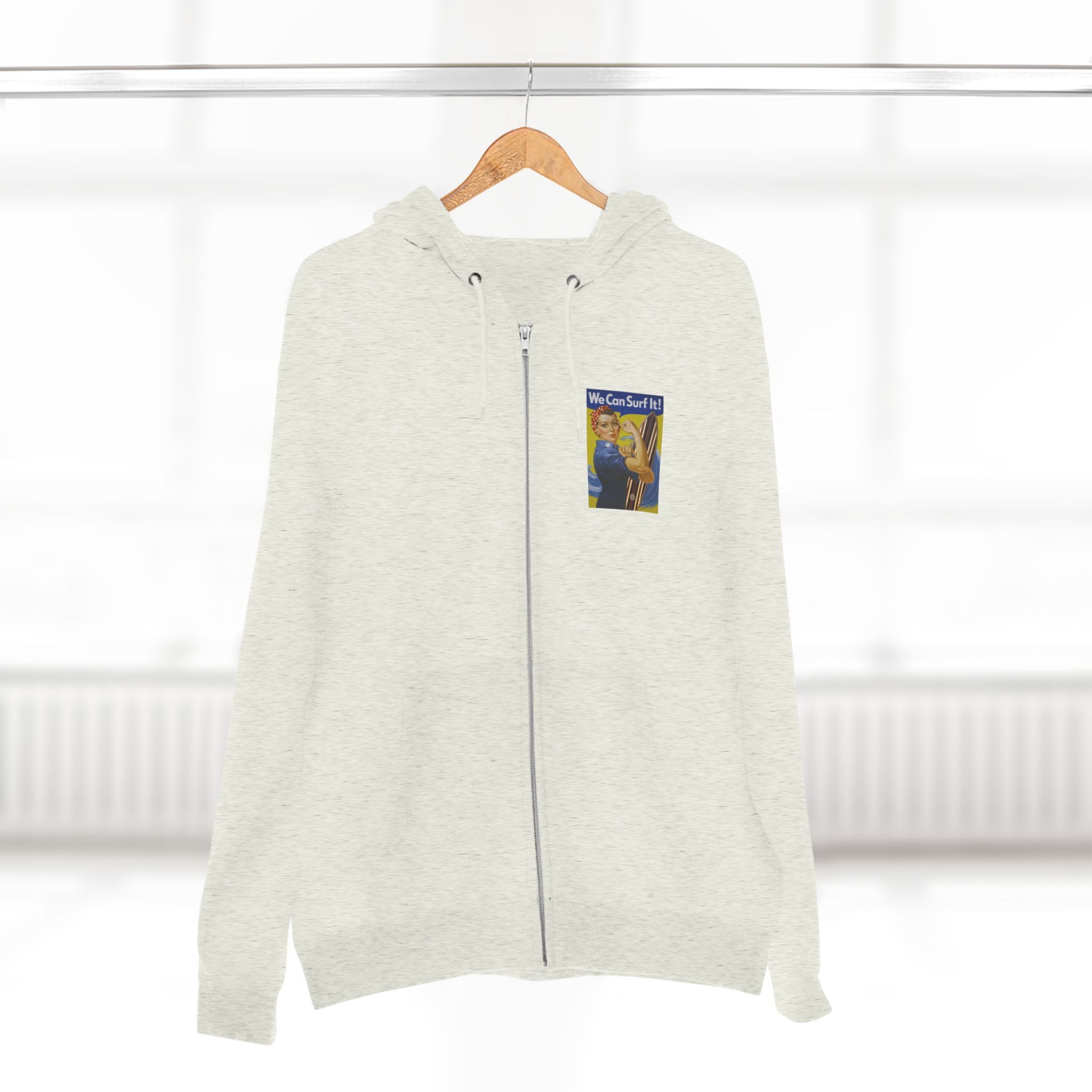 Rosie the Surfer Unisex - Zip Cotton Blend Fleece Hoodie