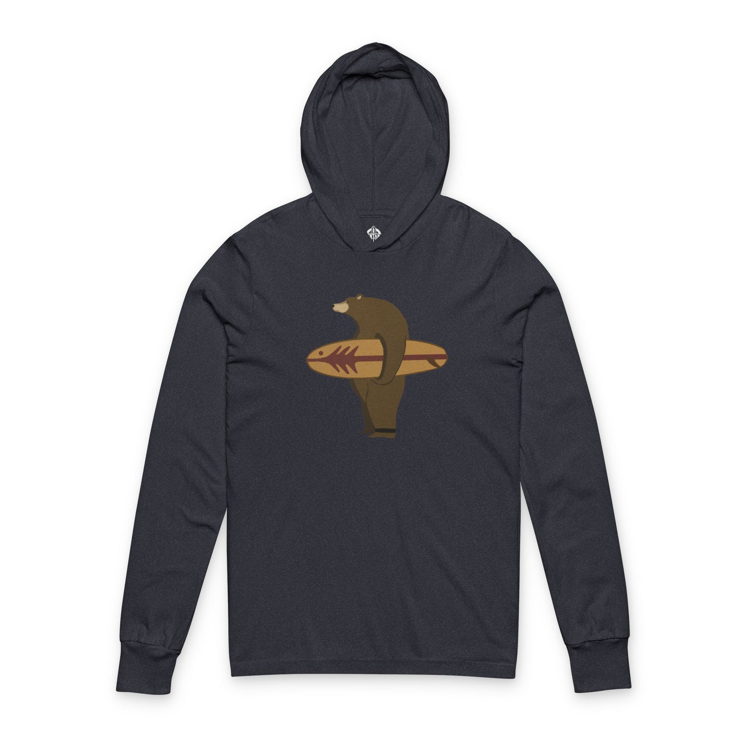 Surfing Grizzly Bear by Fabian Lavater Unisex - Cotton Hooded Long Sleeve Hooded T-Shirt