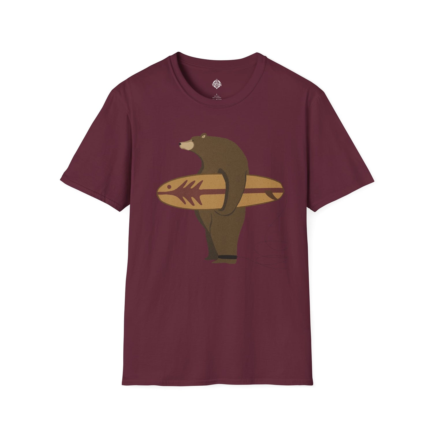 Surfing Grizzly Bear by Fabian Lavater Unisex - Soft Style U.S. Cotton T-Shirt