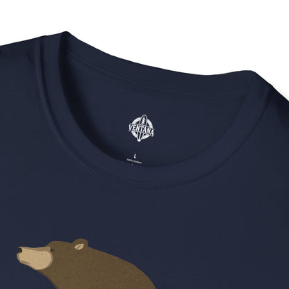 Surfing Grizzly Bear by Fabian Lavater Unisex - Soft Style U.S. Cotton T-Shirt