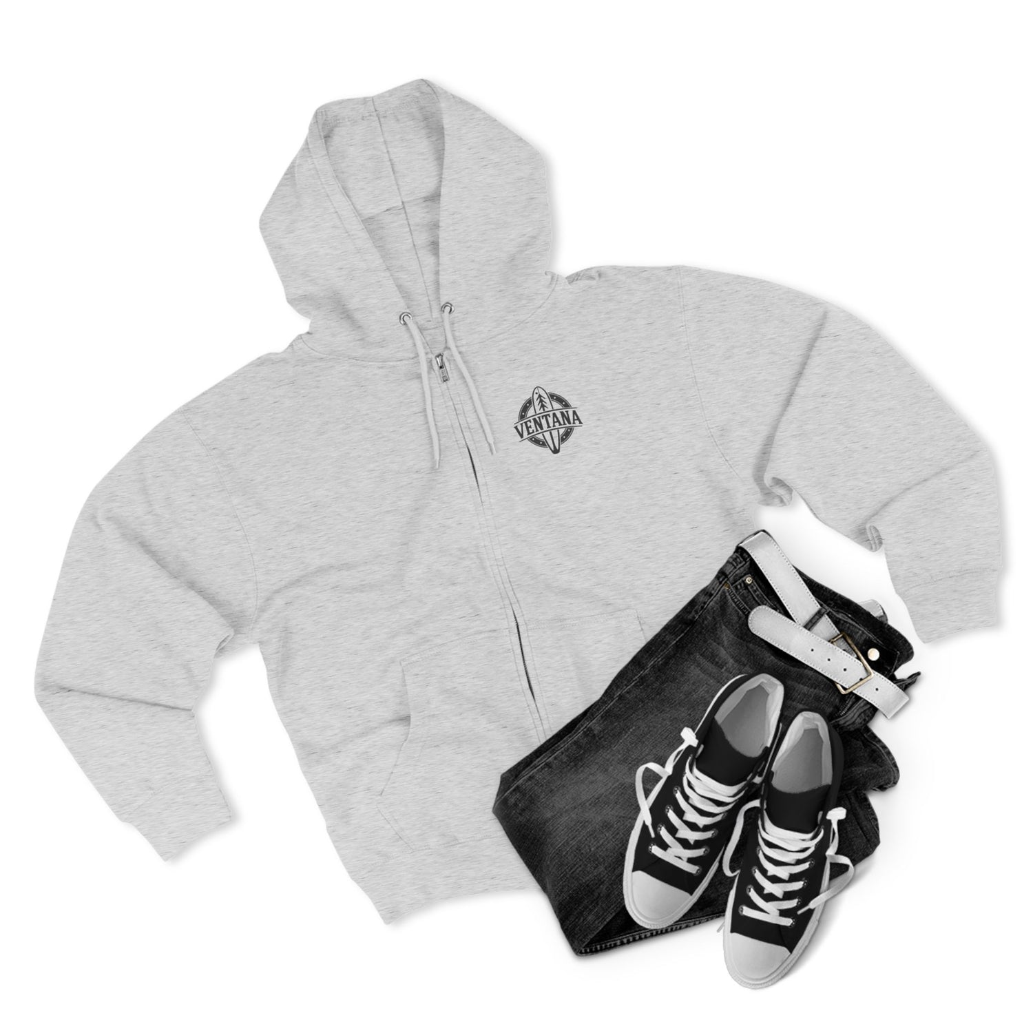 Ventana Monterey Bay by Thiago Bianchini Unisex - Zip Cotton Blend Fleece Hoodie