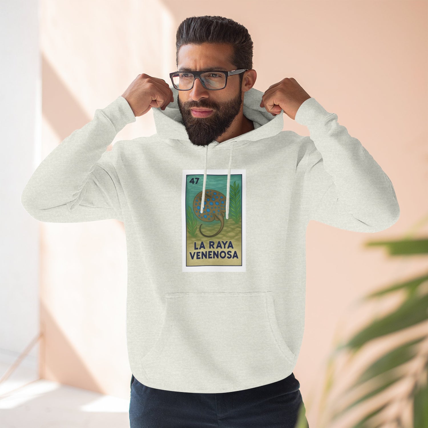 Stingray Lotería Unisex - Pull-Over Cotton Blend Fleece Hoodie (La Raya Venenosa)