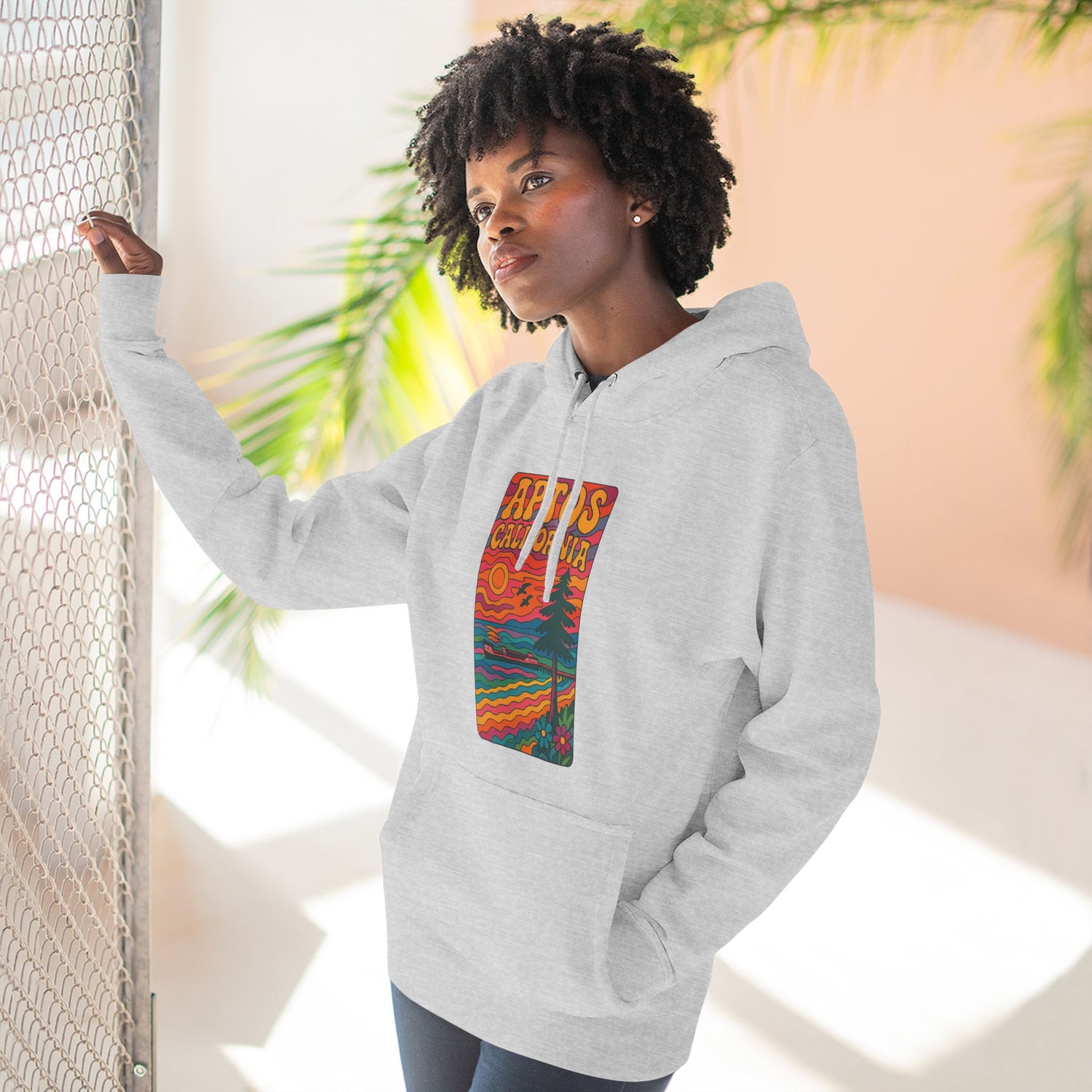 Aptos California Psychedelic Unisex - Pull-Over Cotton Blend Fleece Hoodie