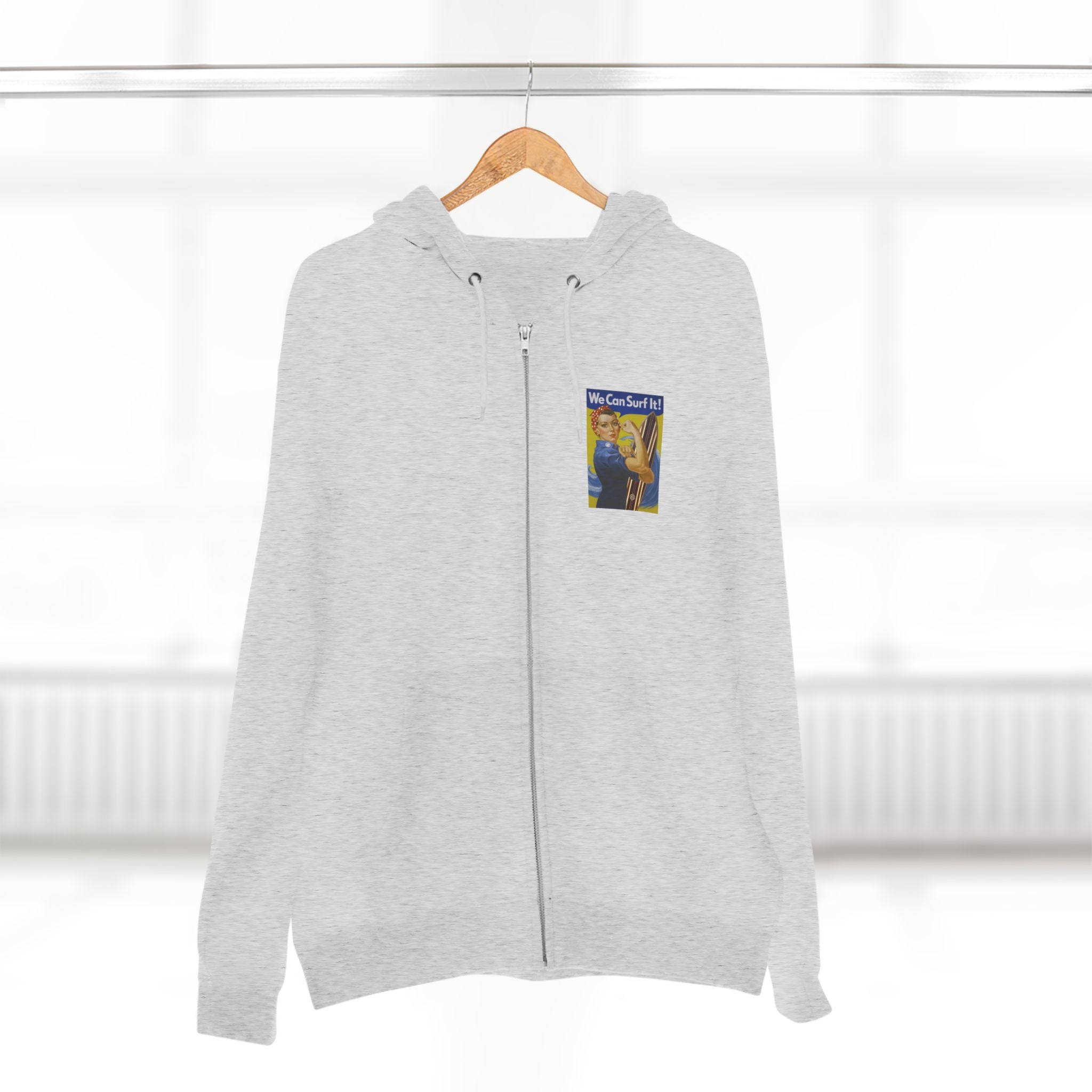 Rosie the Surfer Unisex - Zip Cotton Blend Fleece Hoodie