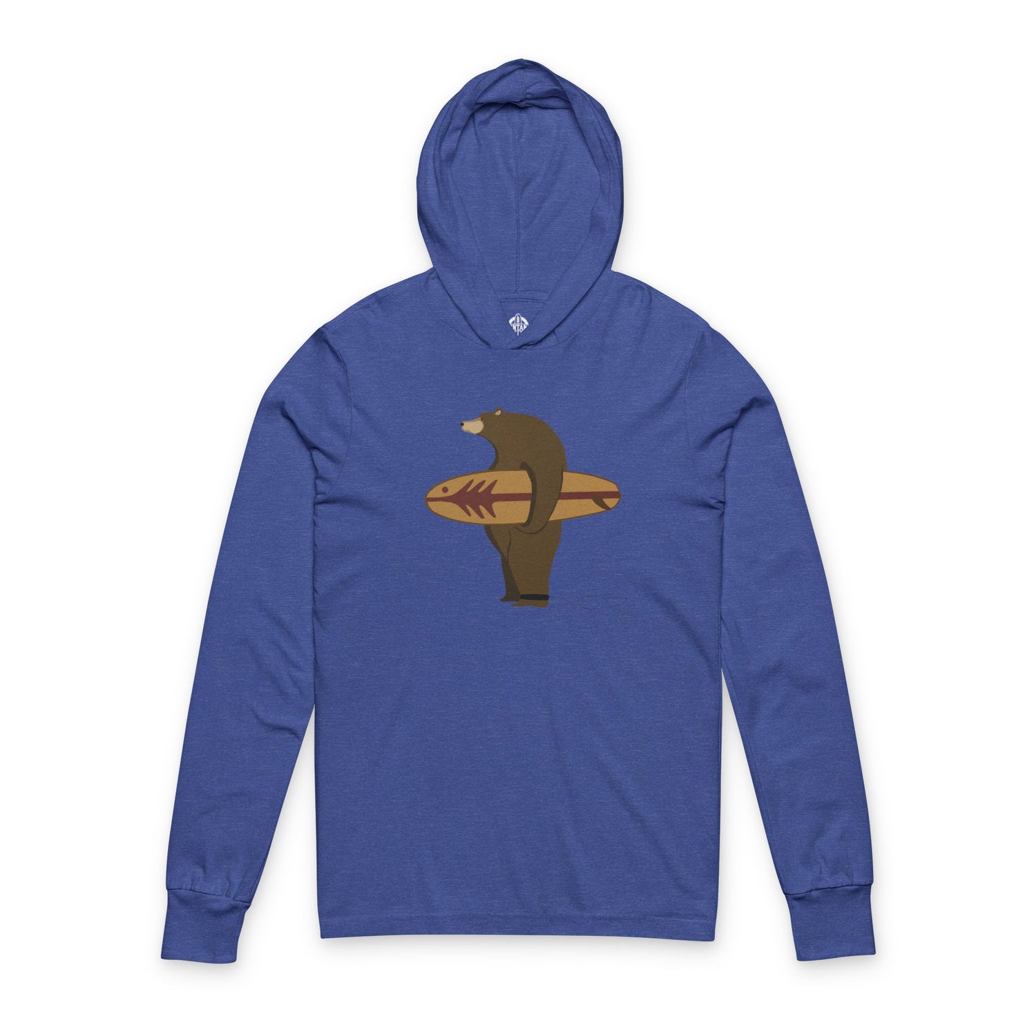 Surfing Grizzly Bear by Fabian Lavater Unisex - Cotton Hooded Long Sleeve Hooded T-Shirt