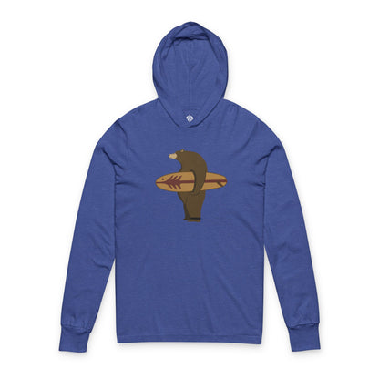 Surfing Grizzly Bear by Fabian Lavater Unisex - Cotton Hooded Long Sleeve Hooded T-Shirt
