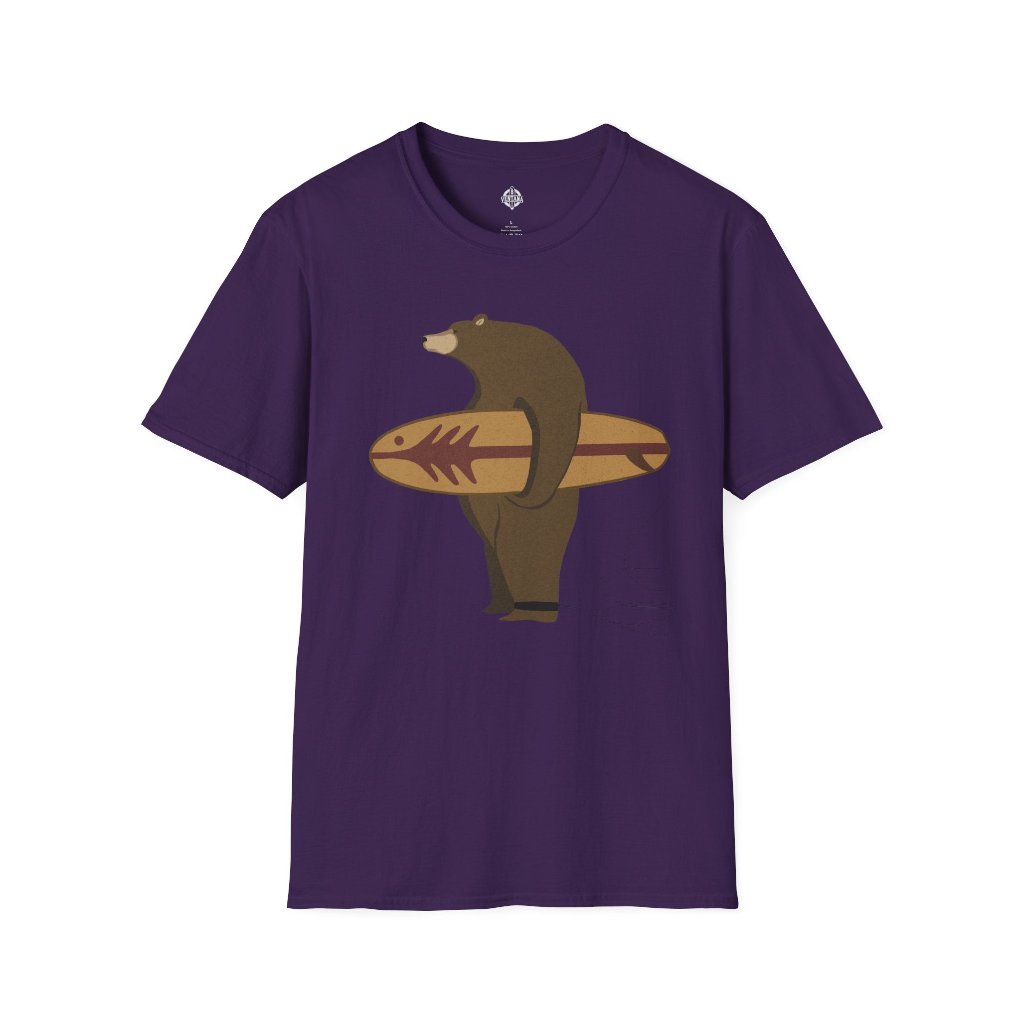 Surfing Grizzly Bear by Fabian Lavater Unisex - Soft Style U.S. Cotton T-Shirt