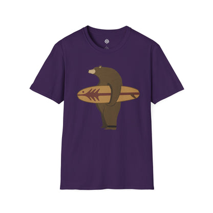 Surfing Grizzly Bear by Fabian Lavater Unisex - Soft Style U.S. Cotton T-Shirt