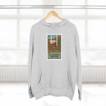 Hermit Crab Lotería Unisex - Pull-Over Cotton Blend Fleece Hoodie (El Cangrejo Ermitaño)