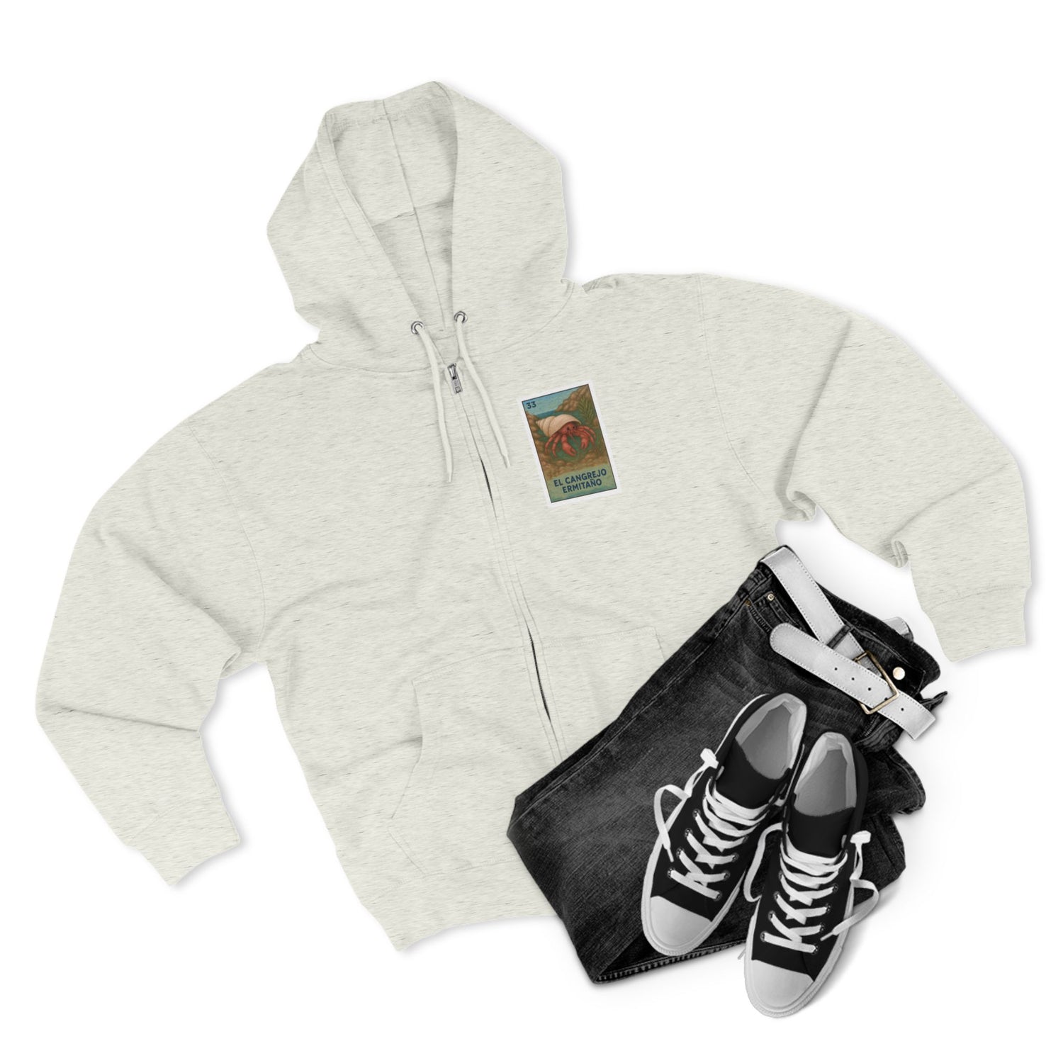 Hermit Crab Lotería Unisex - Zip Cotton Blend Fleece Hoodie (El Cangrejo Ermitaño)