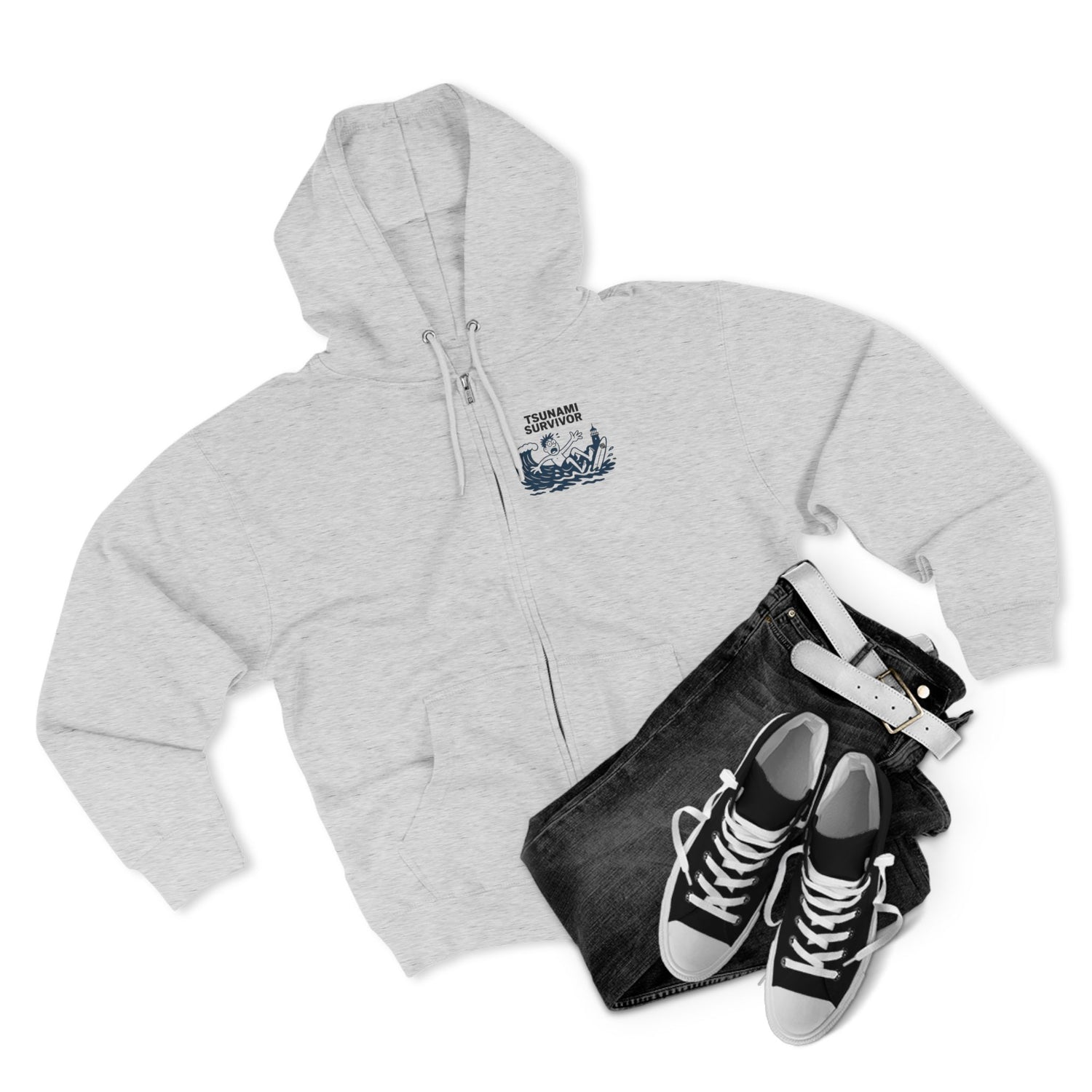Tsunami Survivor Unisex - Zip Cotton Blend Fleece Hoodie
