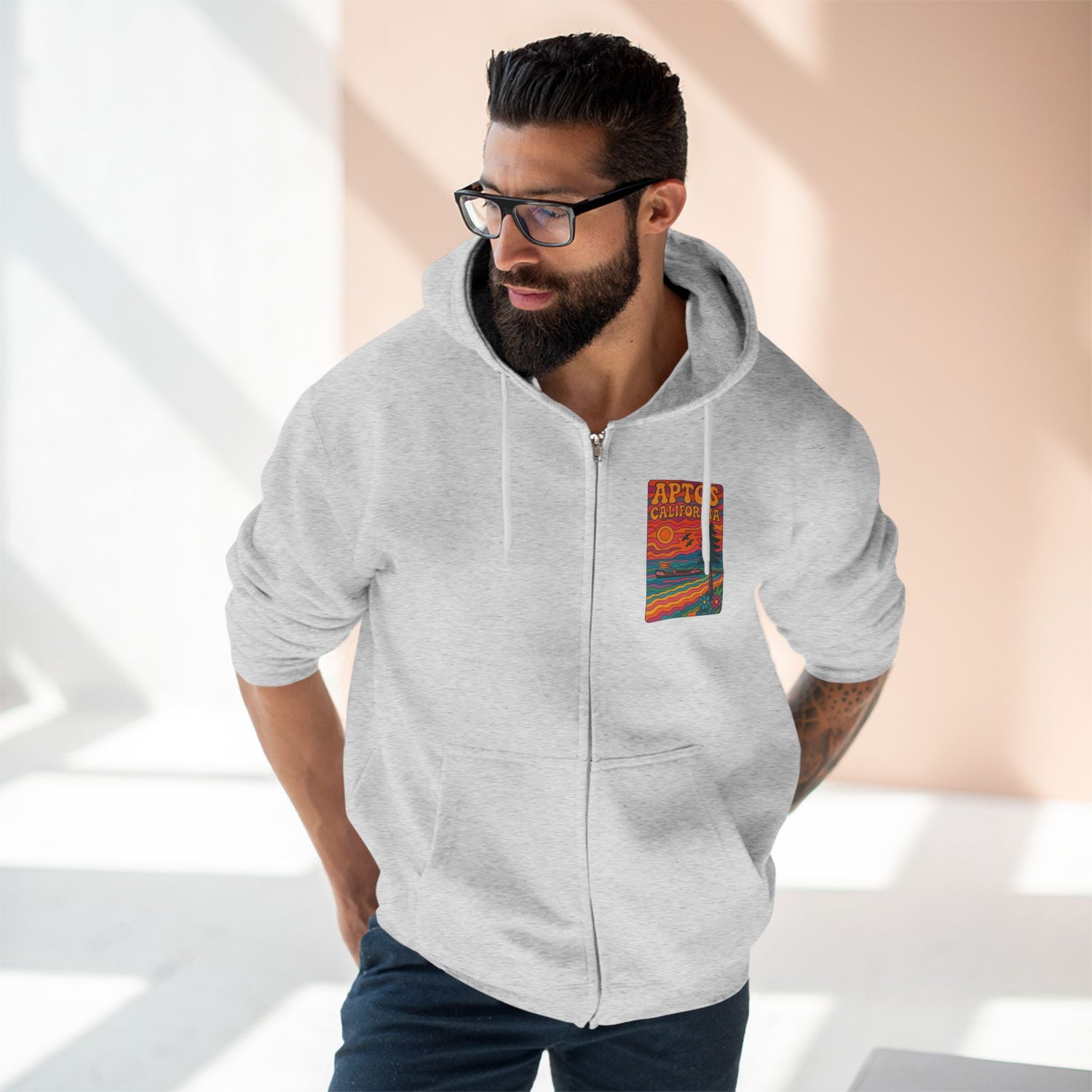 Aptos California Psychedelic Unisex - Zip Cotton Blend Fleece Hoodie