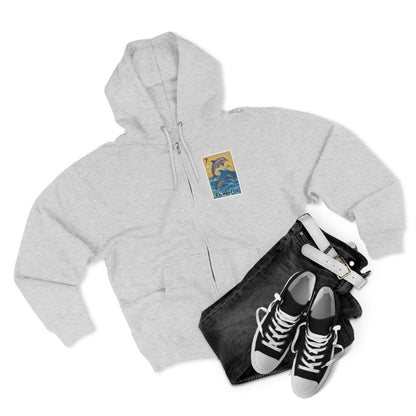 Dolphin Lotería Unisex - Zip Cotton Blend Fleece Hoodie (El Delfín)