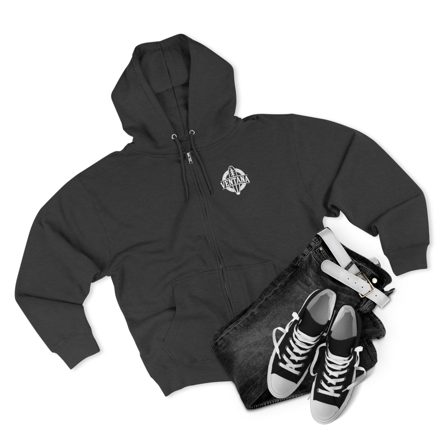 Ventana Monterey Bay by Thiago Bianchini Unisex - Zip Cotton Blend Fleece Hoodie