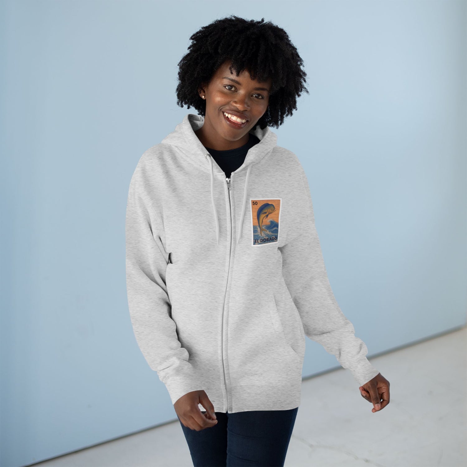 Dorado Lotería Unisex - Zip Cotton Blend Fleece Hoodie (El Dorado)