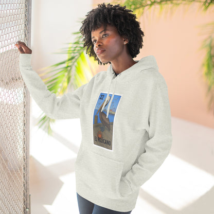 Pelican Lotería Unisex - Pull-Over Cotton Blend Fleece Hoodie (El Pelícano)
