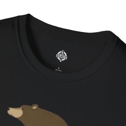 Surfing Grizzly Bear by Fabian Lavater Unisex - Soft Style U.S. Cotton T-Shirt