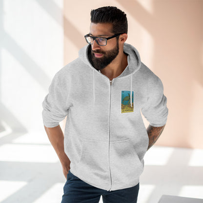 Turtle Lotería Unisex - Zip Cotton Blend Fleece Hoodie (La Tortuga)