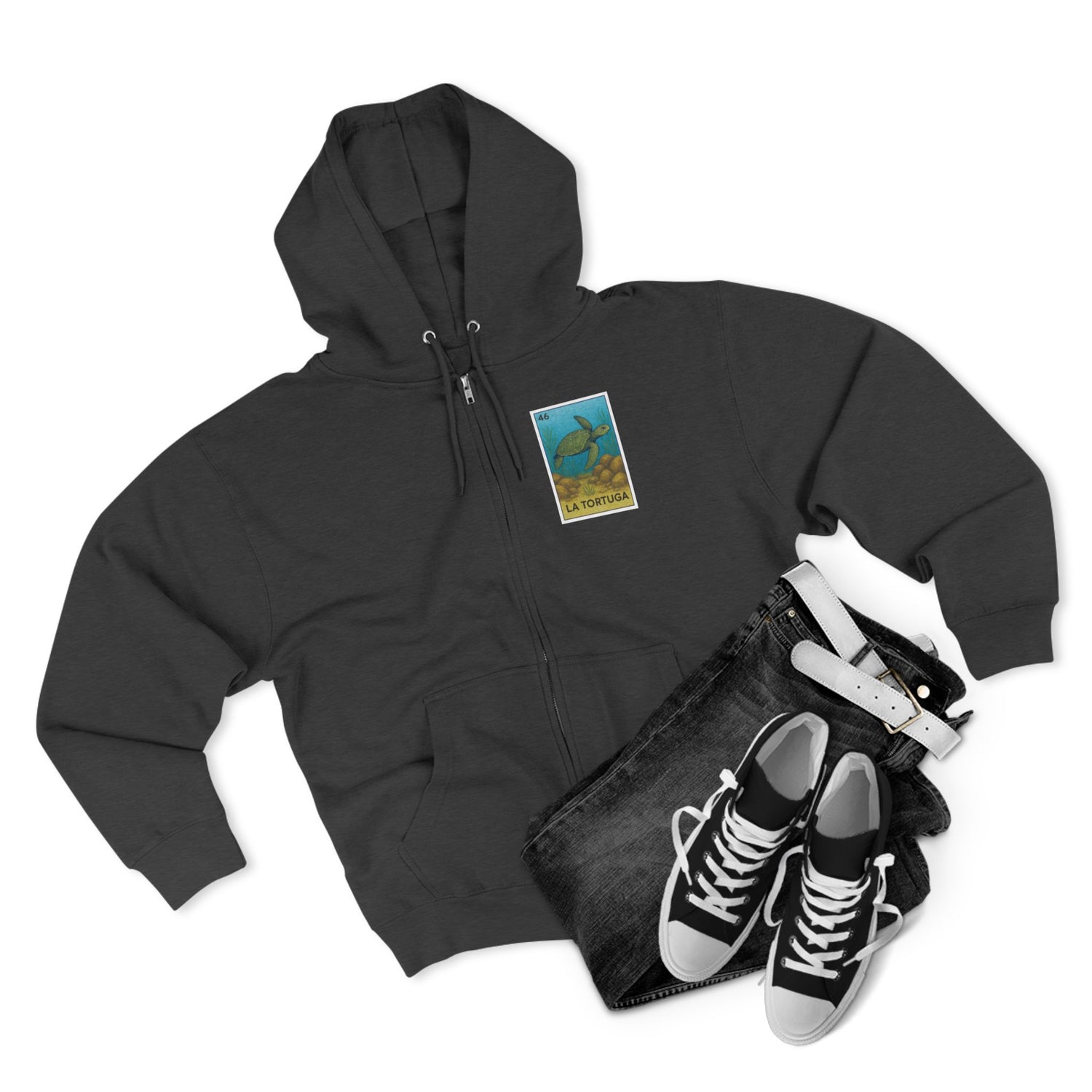 Turtle Lotería Unisex - Zip Cotton Blend Fleece Hoodie (La Tortuga)