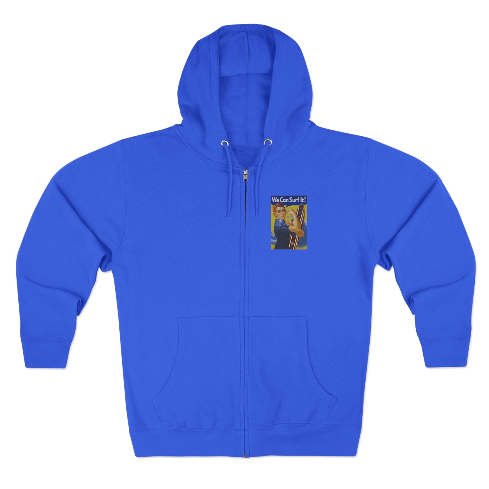 Rosie the Surfer Unisex - Zip Cotton Blend Fleece Hoodie