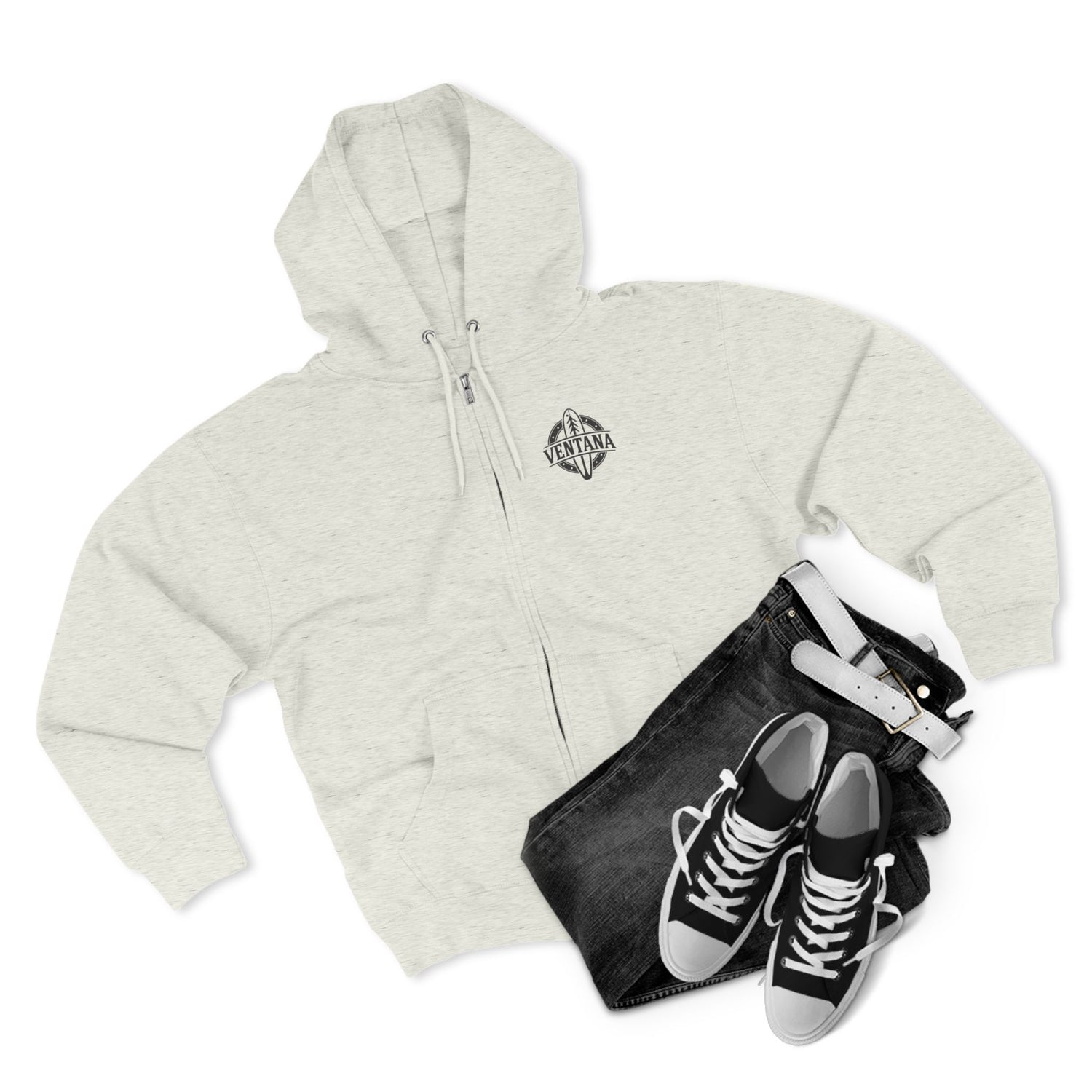 Ventana Monterey Bay by Thiago Bianchini Unisex - Zip Cotton Blend Fleece Hoodie