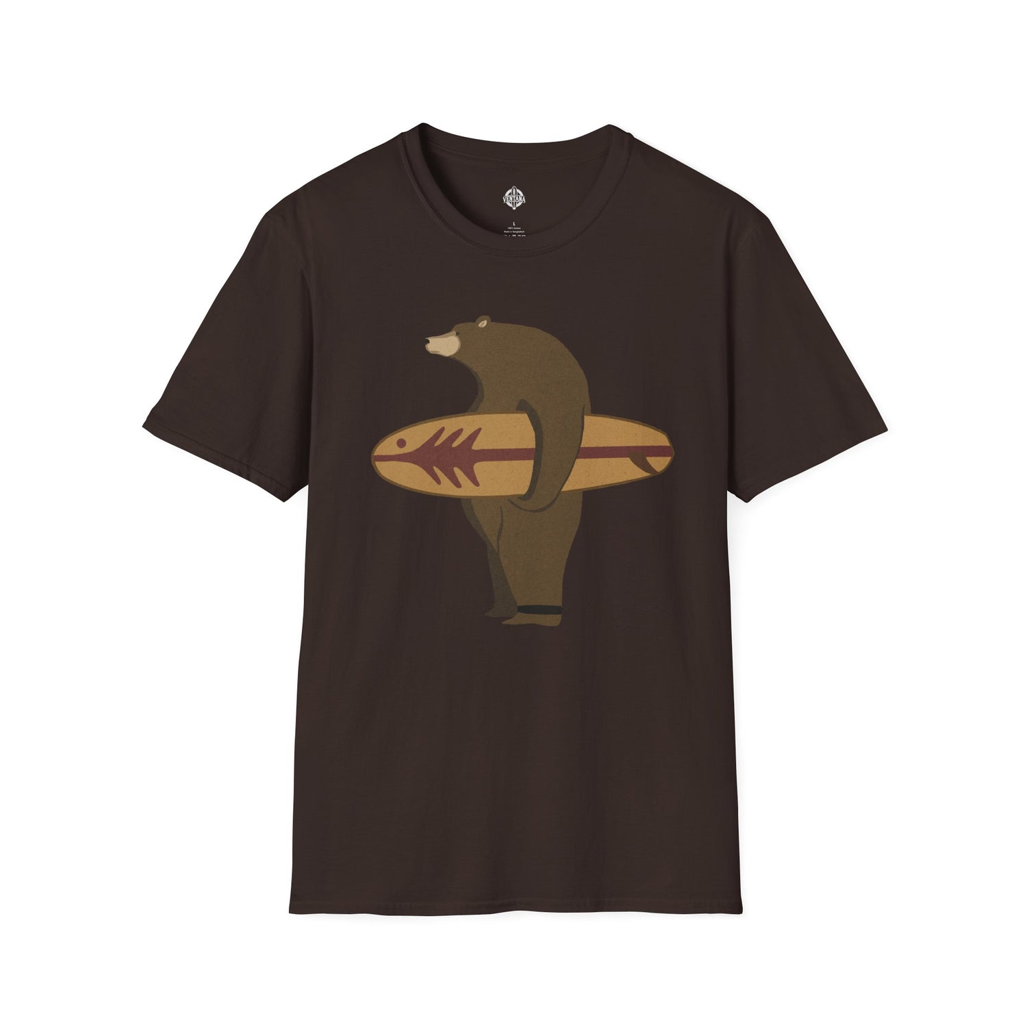 Surfing Grizzly Bear by Fabian Lavater Unisex - Soft Style U.S. Cotton T-Shirt