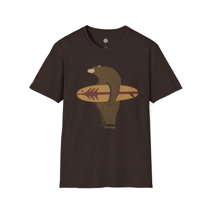 Surfing Grizzly Bear by Fabian Lavater Unisex - Soft Style U.S. Cotton T-Shirt