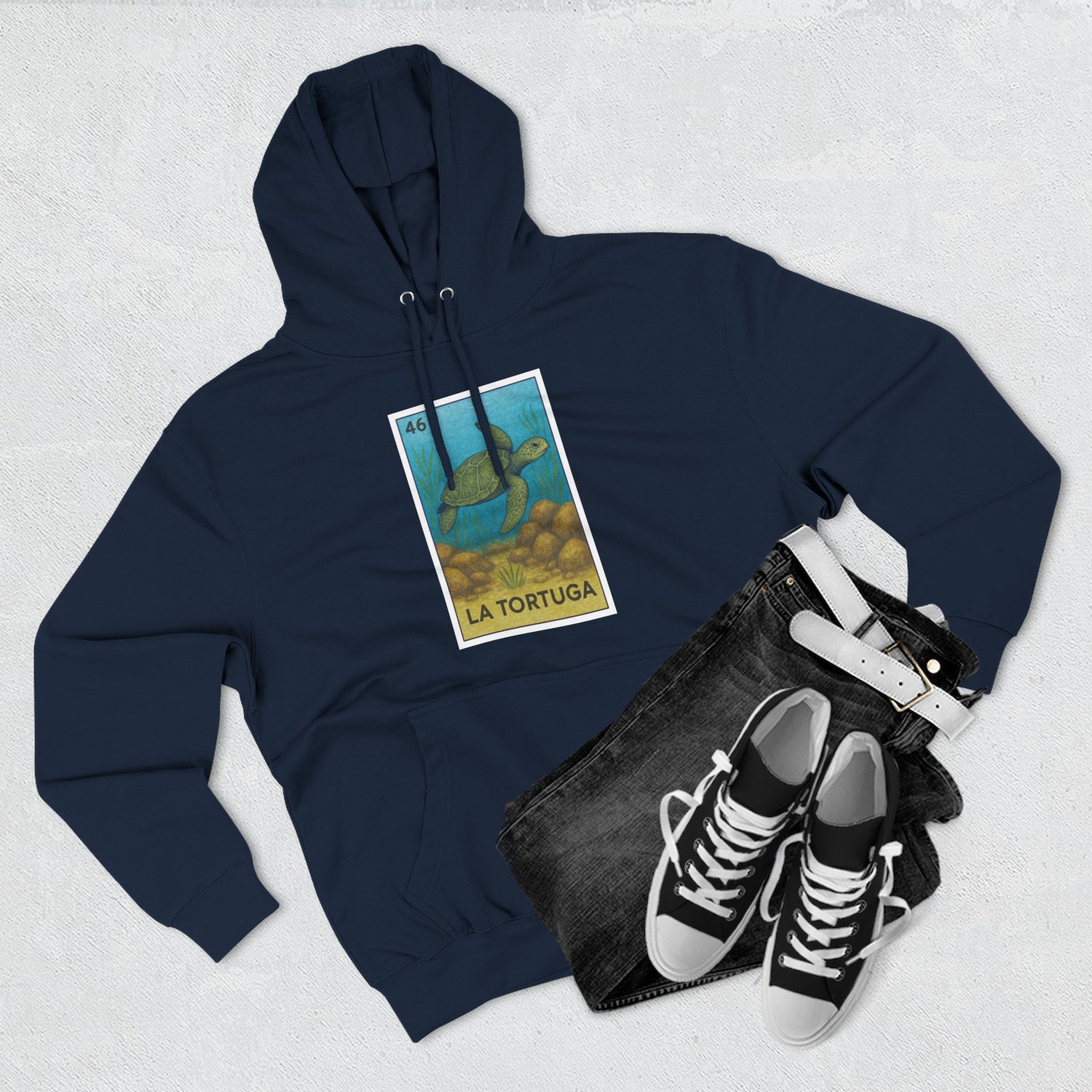 Turtle Lotería Unisex - Pull-Over Cotton Blend Fleece Hoodie (La Tortuga)