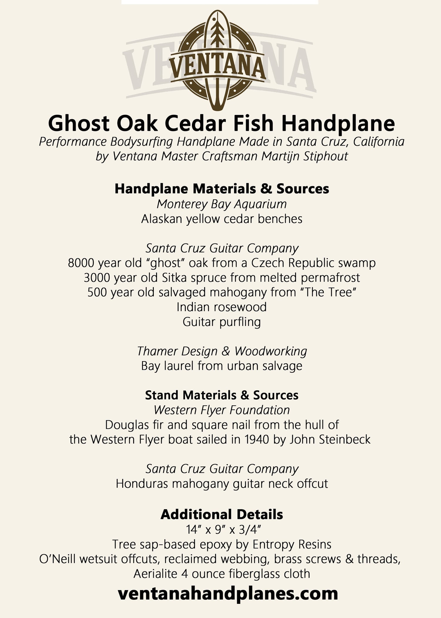 Handplane - Ghost Oak Cedar Fish Handplane