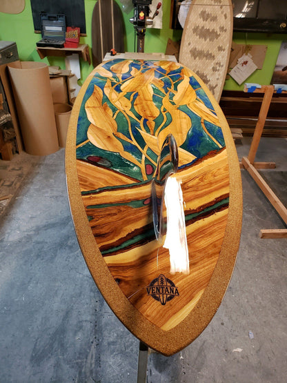Wooden Surfboard - Resin Art - Kelp Forest 6&
