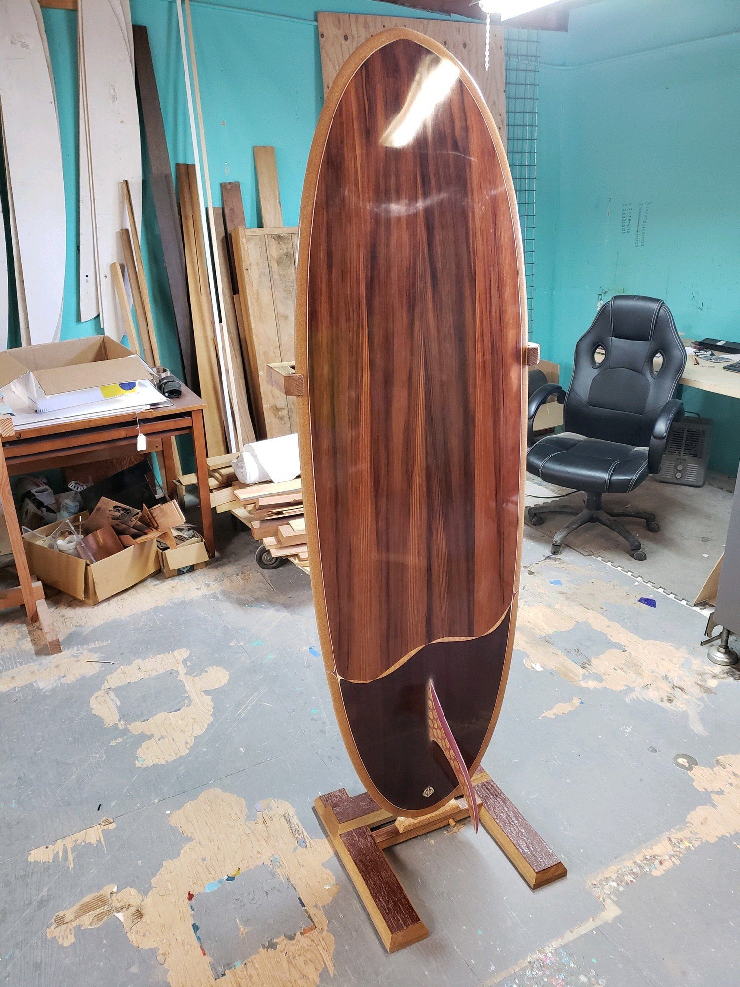 Wooden Surfboard - Red Wine In A Hot Tub Hull 6&