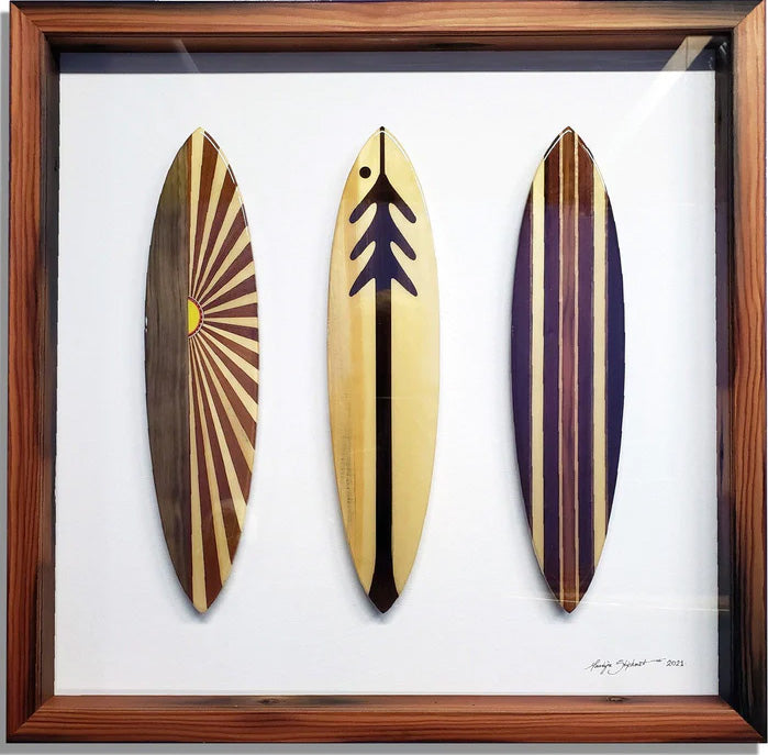 Ventana Mini Surfboard Art Piece Framed